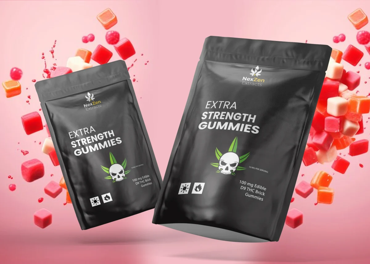 100 mg Edible – Extra Strength D9 THC Brick Gummies – 5 Pack - Image 1