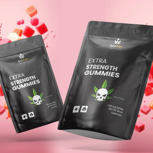 100 mg Edible – Extra Strength D9 THC Brick Gummies – 5 Pack