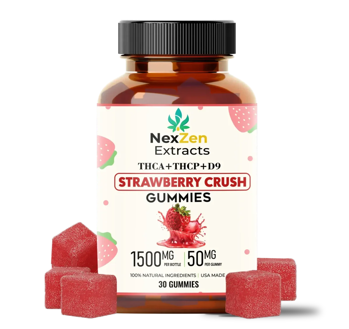 THCA+THCP+D9 Strawberry Crush Gummies - Image 1