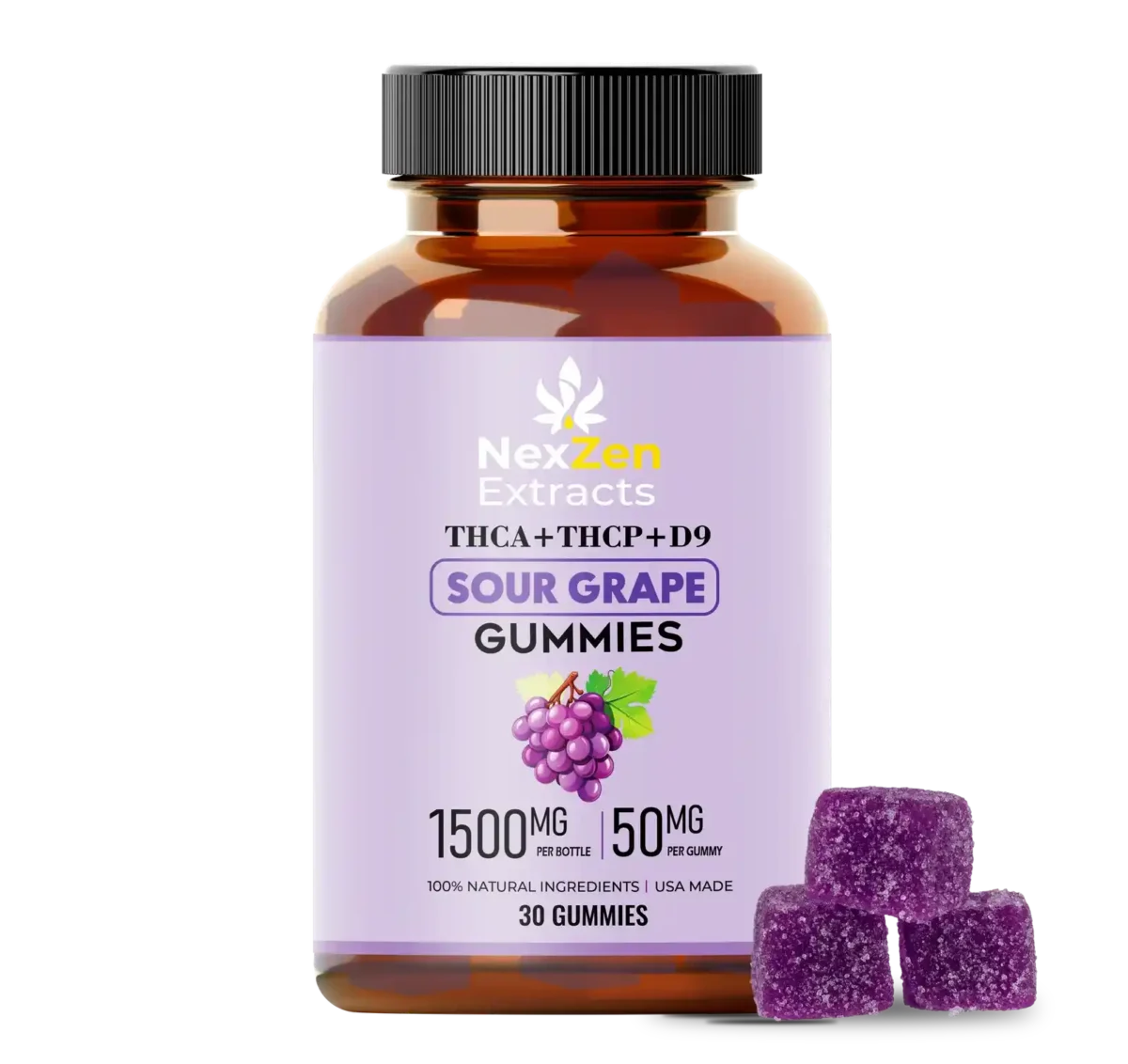 THCA+THCP+D9 Sour Grape Gummies - Image 1