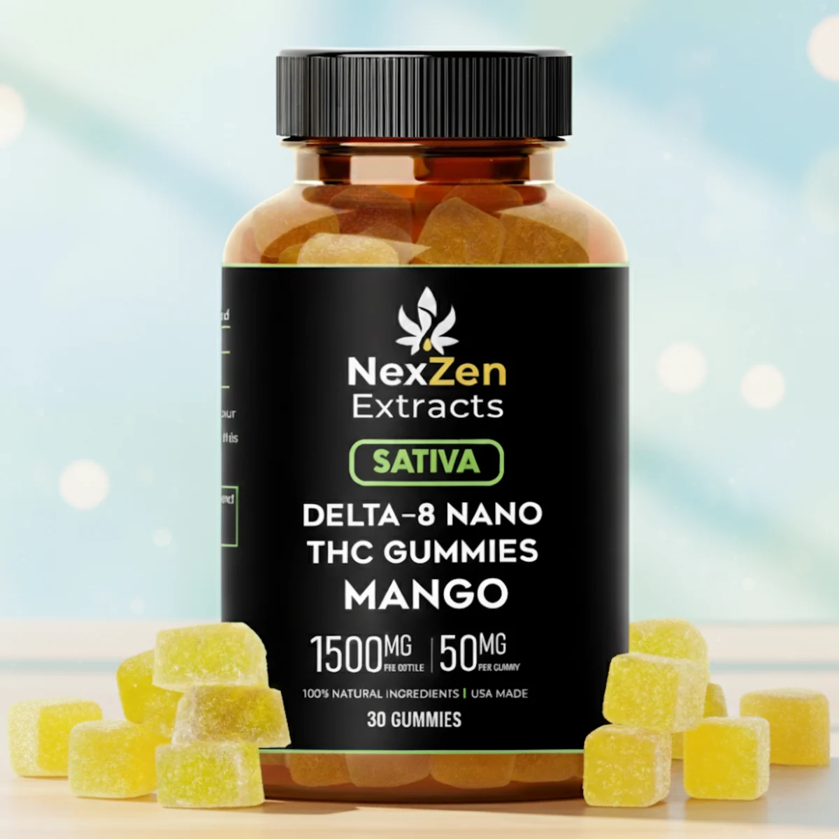Delta – 8 Nano THC Gummies – Mango – Sativa - Image 1